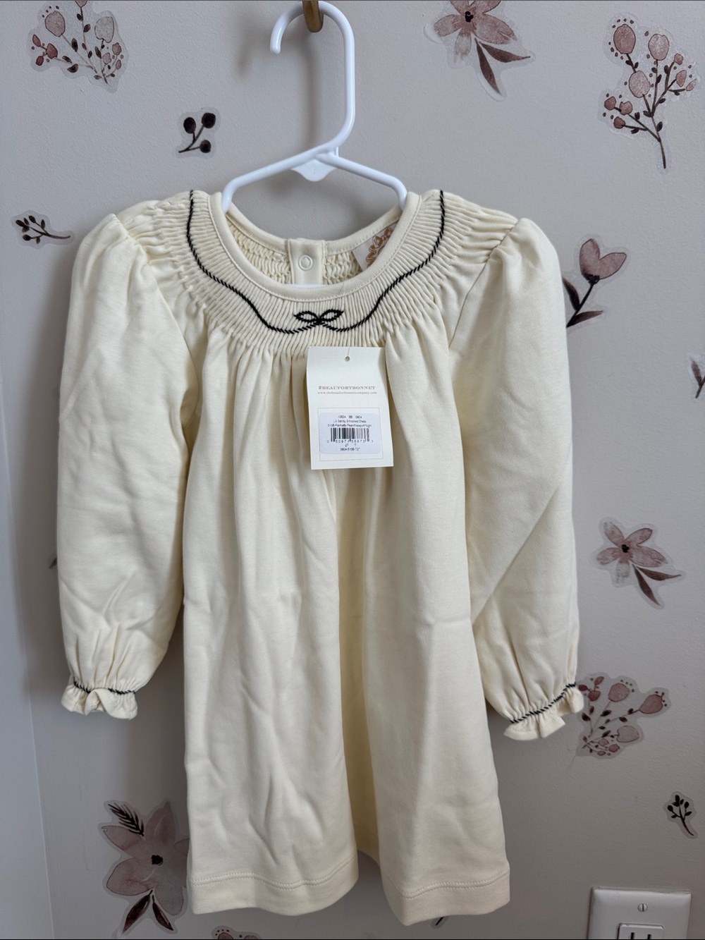 TBBC Long Sleeve Sandy Smocked Dress - Palmetto Pearl with Newport Night